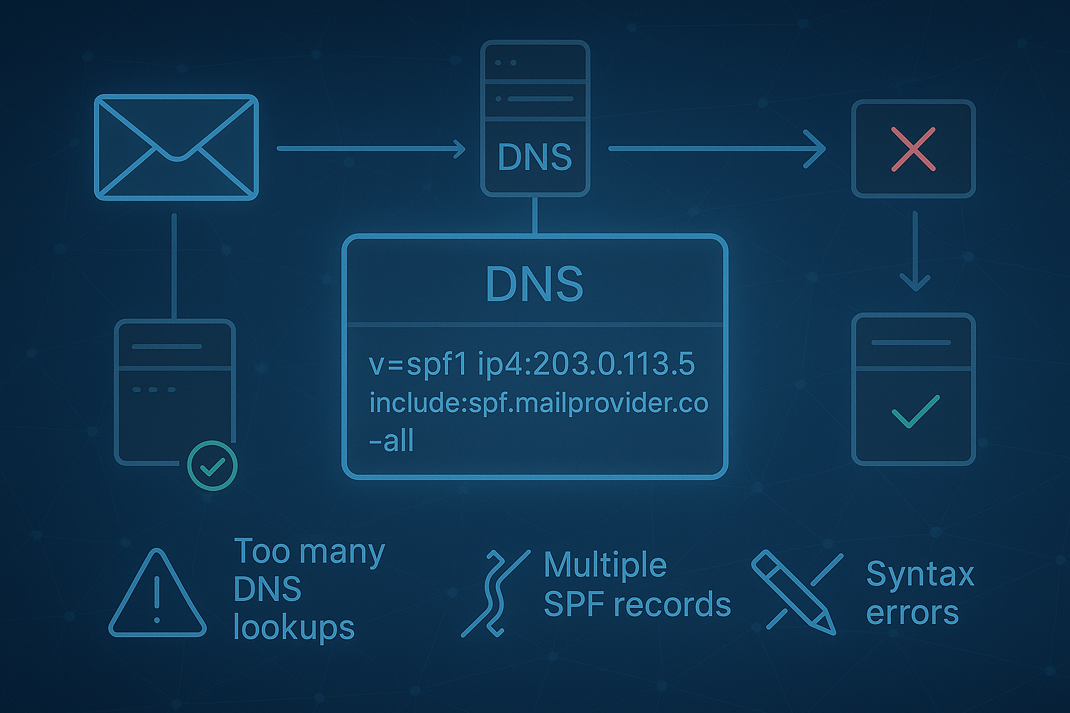 A simplified flowchart-style illustration showing how SPF works behind the scenes.